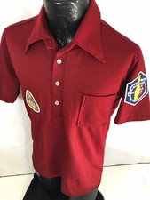 Vtg 70s EMBROIDERED Bowling Club BUTTERFLY COLLAR Maroon ROCKABILLY Polo Shirt L