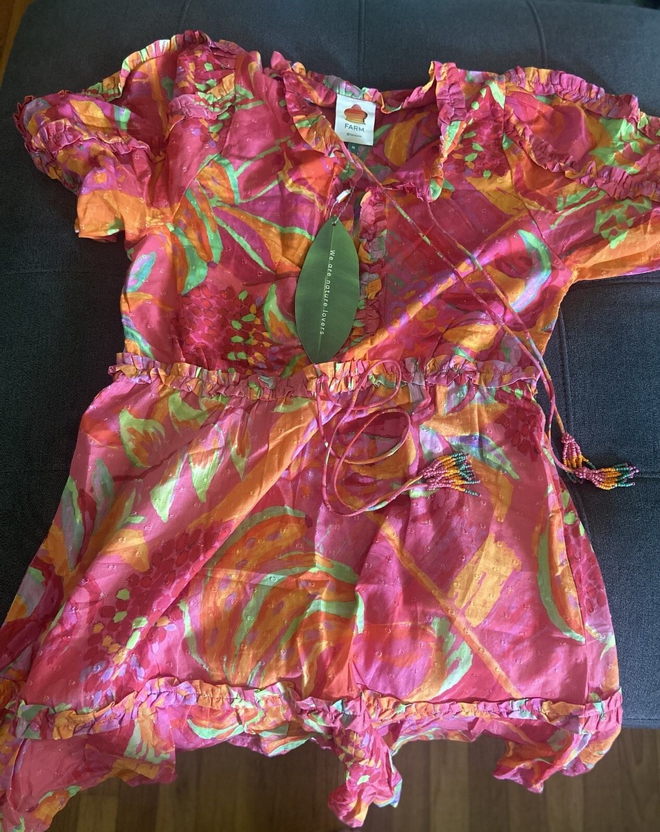farm rio fruit brush mini dress Farm Rio Women's Delicate Fruit Garden Mini Dress Saint Bernard