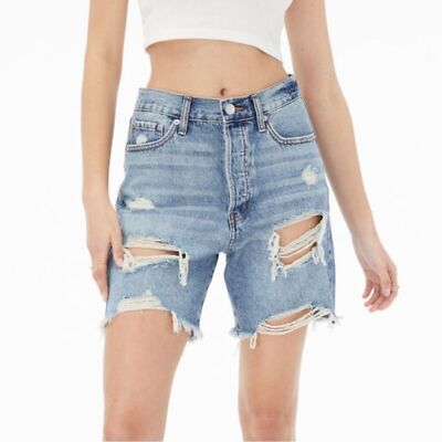 Aeropostale Denim Skater Shorts Distressed Vintage 90s Slouchy High Rise 