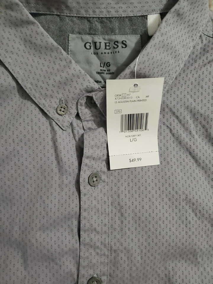 Camisa de vestir Guess Los Angeles para hombre manga larga con botones calce ajustado precio de venta sugerido por el fabricante $49,99 L Foto 3 de 3