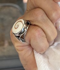 Ornate 925 Sterling Silver Spiral Shell Statement Ring
