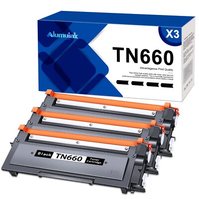 3 PK TN660 TN-660 Black Toner Replacement for Brother HL-L2300D HL-L2305W
