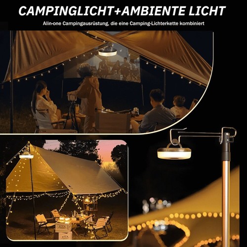 LED Campinglampe Laterne Outdoor Leuchte Zeltlampe Campingleuchte Solarlampen DE - Bild 9 von 16