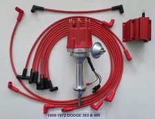 small cap DODGE 1959-1972 383 400 RED HEI Distributor + Spark Plug Wires + Coil
