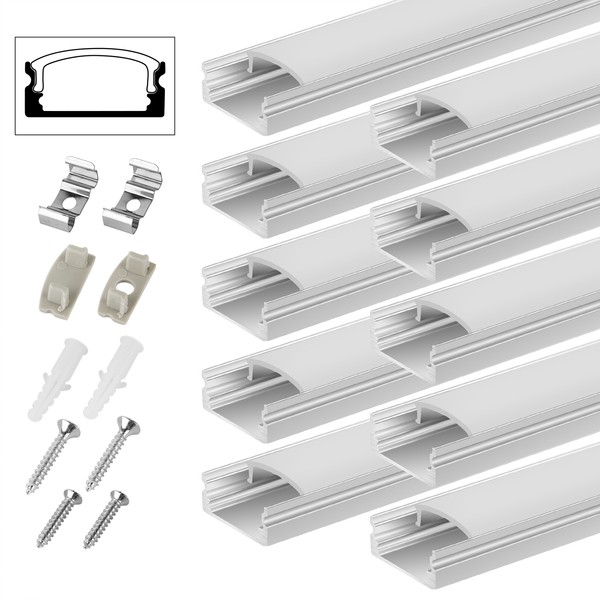 10X 1M Led Profil Aluprofil Alu Leiste Schiene Profile F Led-Streifen Eloxiert-image