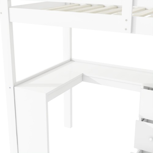 Hochbett Kinderbett Jugendbett 90x200 mit Schreibtisch, Treppe & Bücherregal - Bild 13 von 14