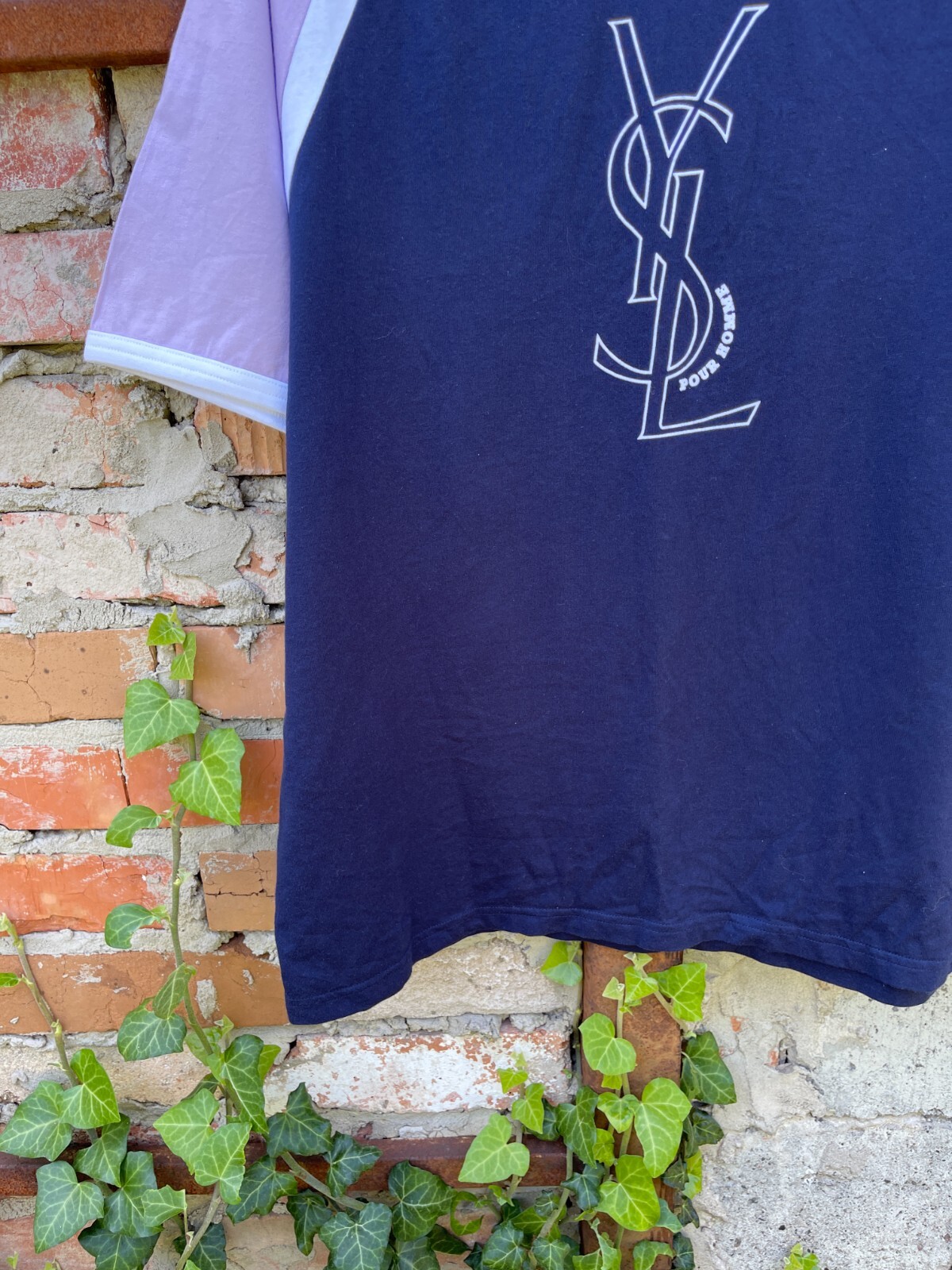 Yves Saint Laurent vintage navy purple big logo tee shirt