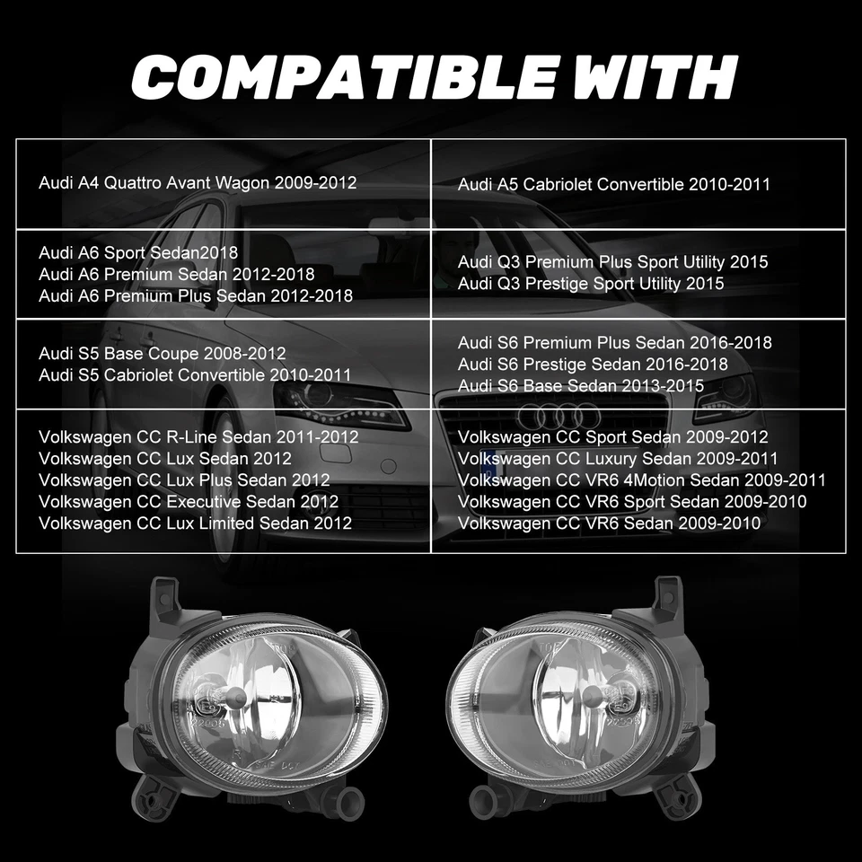 Fog lights for Audi A4 A5 A6 Q3 S5 S6 2008-2018; Volkswagen CC 2009-2012 Foto 2 de 4