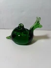 Vintage MCM Murano Style Green Hand Blown Glass Snail Paperweight