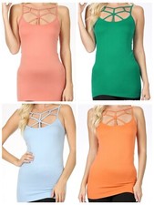 Camisole Tank Top Size 2X/3X Long Web Front w/Adjustable Straps Seamless