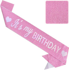 Vuzvuv It'S My Birthday Birthday Sash, Glitter Birthday Sash with Foil Letters B