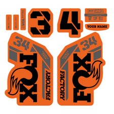 2022 FOX 34 FACTORY Fork Sticker MTB Bike Custom Rider Name Decals orange gray