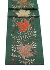 Equinox Embroidered Winter Leaves Table Runner - 14" x 75"