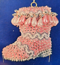 LeeWards PEARLY PINK HIGHTOP Boot Vintage Sequin Bead Christmas Ornament Kit