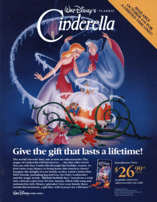 1988 Cinderella Promo: Walt Disney Home Video Vintage Print Ad | eBay