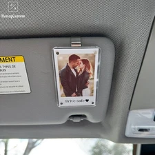 Polaroid Photo Frame for Car, Custom Photo Car Visor Clip, Gift for Him Husband