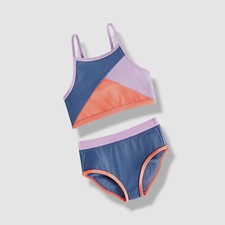 ID Ideology Kids Girl's Blue Colorblock Tankini Set Swimsuit Size 5