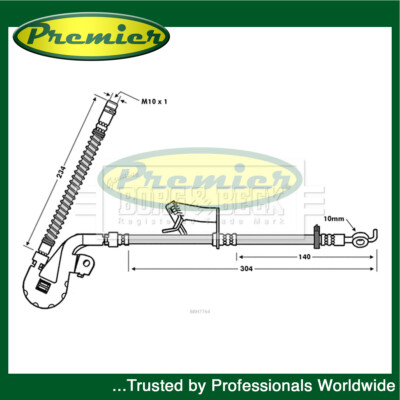 Premier Front Right Brake Hose Fits Peugeot 407 2005-2011 Citroen C5 2008-