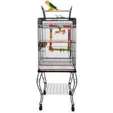 Liberta Cages Gama Top Opening Small Parrot Cage with Stand Black