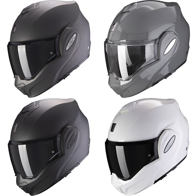 Scorpion Klapphelm EXO-Tech Evo Solid Motorrad Helm mit Sonnenblende und Pinlock
