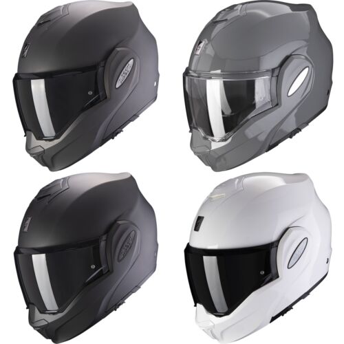 Scorpion folding helmet EXO-Tech Evo solid motorcycle helmet with sun visor and pinlock - Picture 1 of 13
