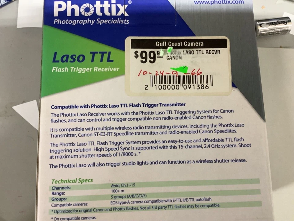 Phottix Laso TTL Flash Trigger for Canon with Case NOS - Image 2 of 2