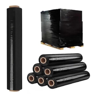 Palettenfolie Stretch Schrumpffolie schwarz nicht verlängert Verpackungsfolie 500mm x 250m 25mu