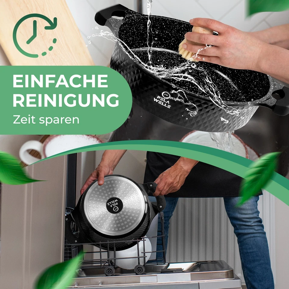 Topfset Induktion 15-teilig Kochtopfset Kochtopf Kochgeschirr Schwarz PELA WELLE - Bild 4 von 4