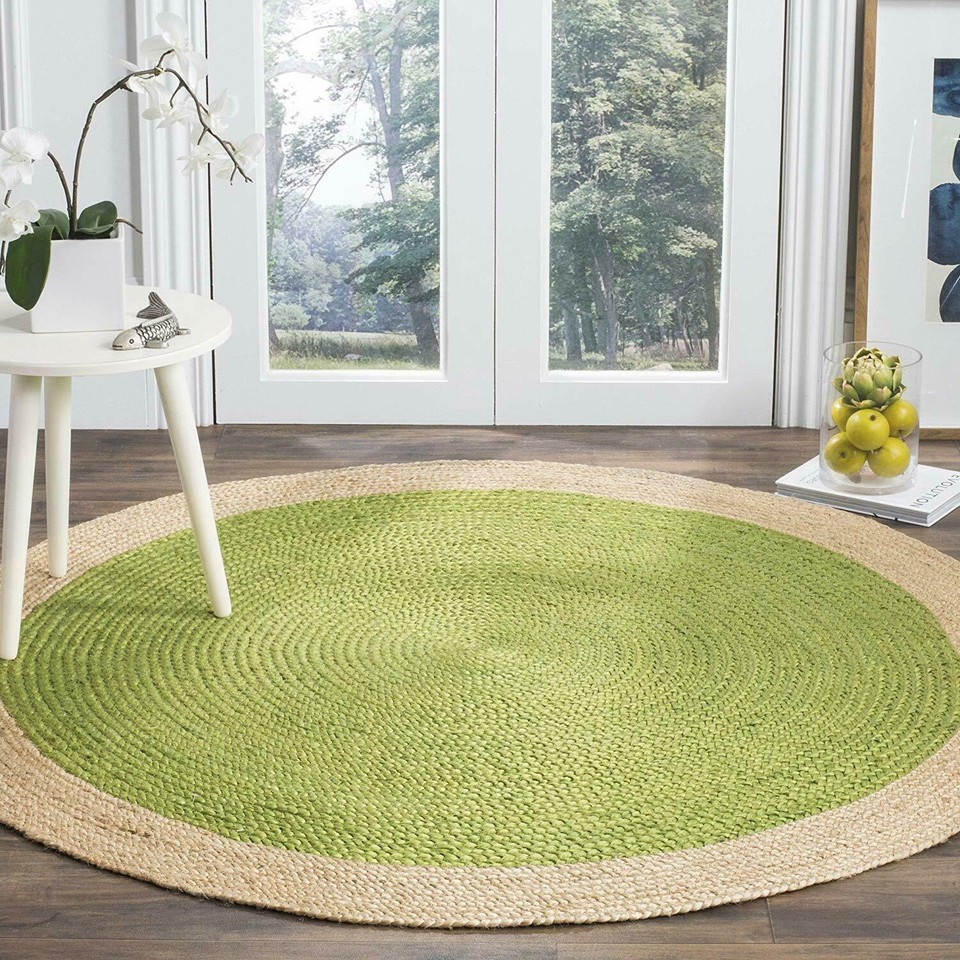 Jute Rugs for Living Room Natural Border Hand Braided Round Area Rug ...