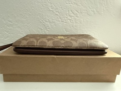 COACH ブラウン ダブルブレストコート S COACH Double Zip Wallet In Signature Canvas Tan/Brown CX161 BRAND