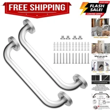 Brushed Nickel Grab Bar 12 Inch, 2 Pack Safety Bathroom Grab Bars, Stainless ...