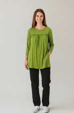 Attitudes by Renee Womens Tunic Size M Cactus Green 3/4 Sleeve Flounce Casual