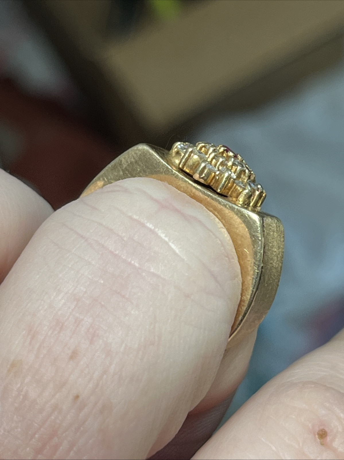 Gold Diamond Ruby Ring Size 7 - image 4