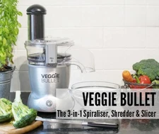 Veggie Bullet VB-101 3-in-1 Spiralizer Slicer Blender + 4 Blades