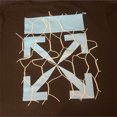Off-White c/o Virgil Abloh Men's L Black Cotton Graphic Logo Crew Neck T-Shirt