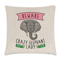 Beware VerrüCkte Elefant Damen Leinen Kissenbezug - Lustig Tiere Scherz
