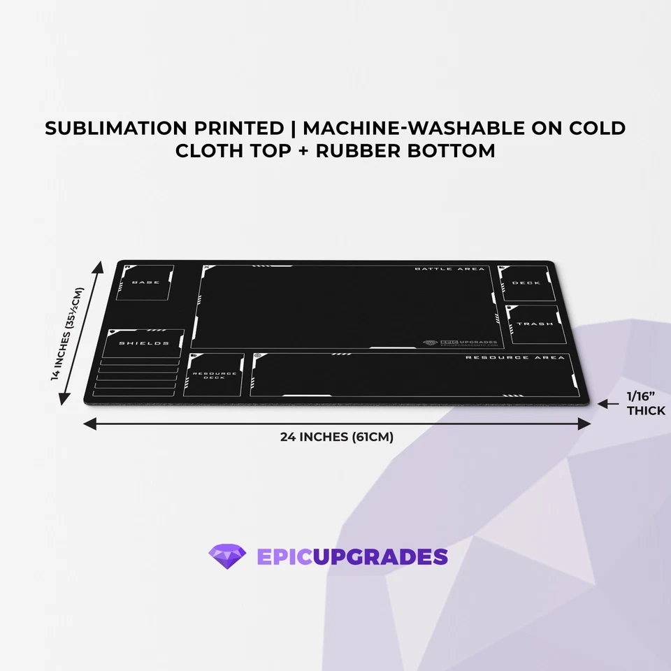 Tapete de jogo de cartas Gundam com zonas - Tapete de cartas 24"x14" para tapete de jogo de presente GCG - Imagem 2 de 4