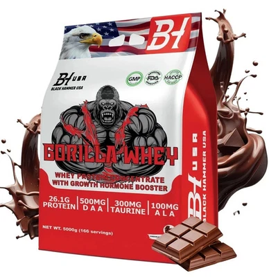 GORILLA Whey Protein 5kg Schokolade | Ultra Muscle Gain – Black Hammer USA