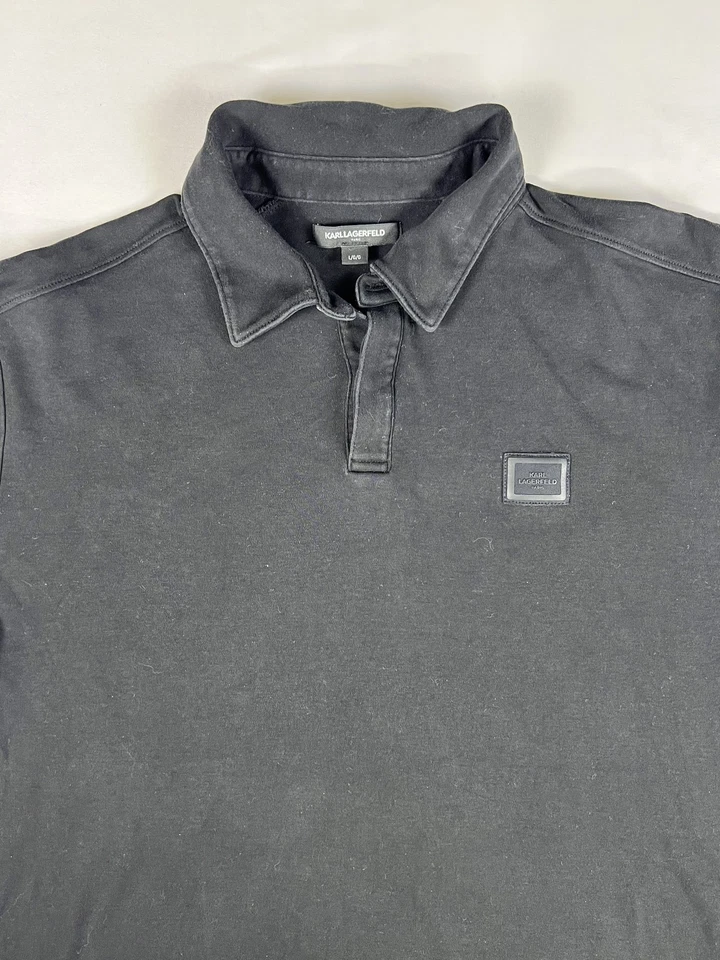 Karl Lagerfeld Pullover Shirt Mens Large Long Sleeve Polo Button Classic Top - Image 2 of 4