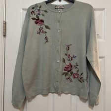 Vintage Tiara Intl Sz XL Cardigan Embroidered Floral Cottagecore Granny Core 90s