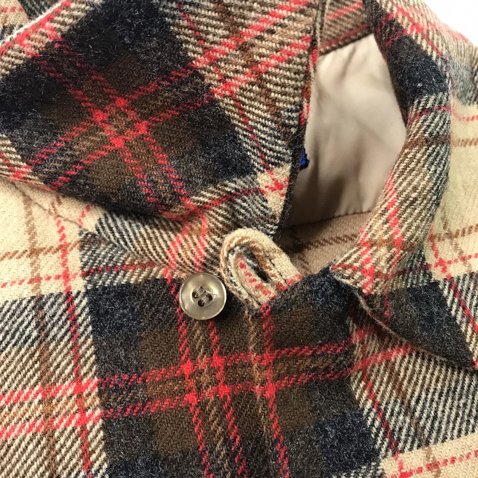 Vintage 50s 60s Pendleton Wool Loop Collar Board Shirt Plaid Flannel USA Men’s S - Image 4 of 4