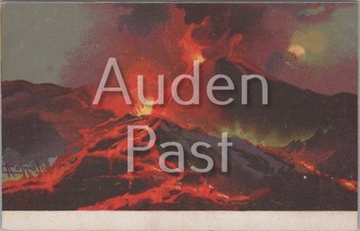 Vesuv Ausbruch Lavastrom Postkarte Italien