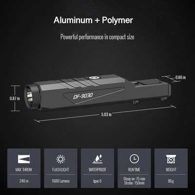 DEFENTAC 1600 Lumens Tactical Flashlight with 1600 Lumens, White