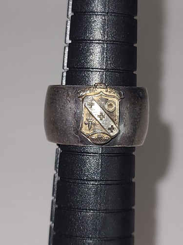 ANTIQUE VICTORIAN ERA STERLING SILVER FAMILY CREST PINKY BAND RING SIZE 4 - Picture 10 of 13