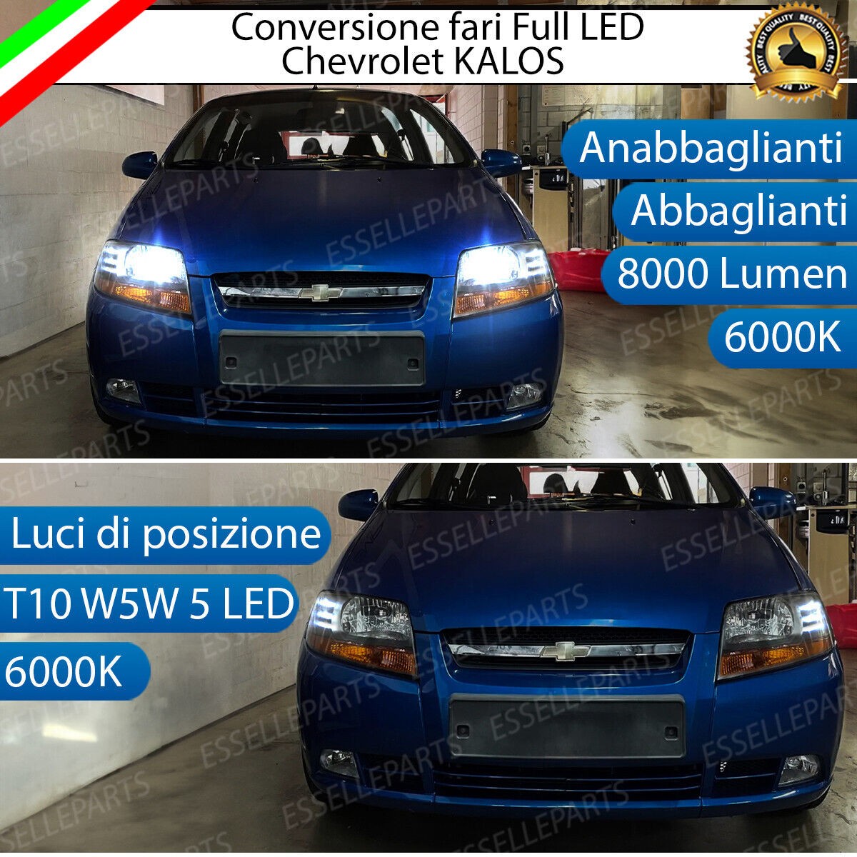 KIT LED CHEVROLET KALOS CONVERSIONE ANABBAGLIANTI ABBAGLIANTI LUCI POSIZIONE