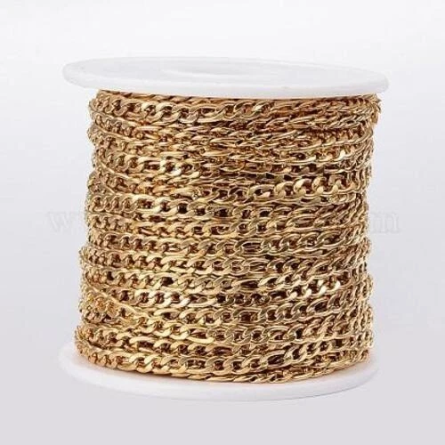 3ft Gold tone Stainless Steel Figaro Link Chain 4mm Jewelry Making Findings N68 - Image 2 of 3