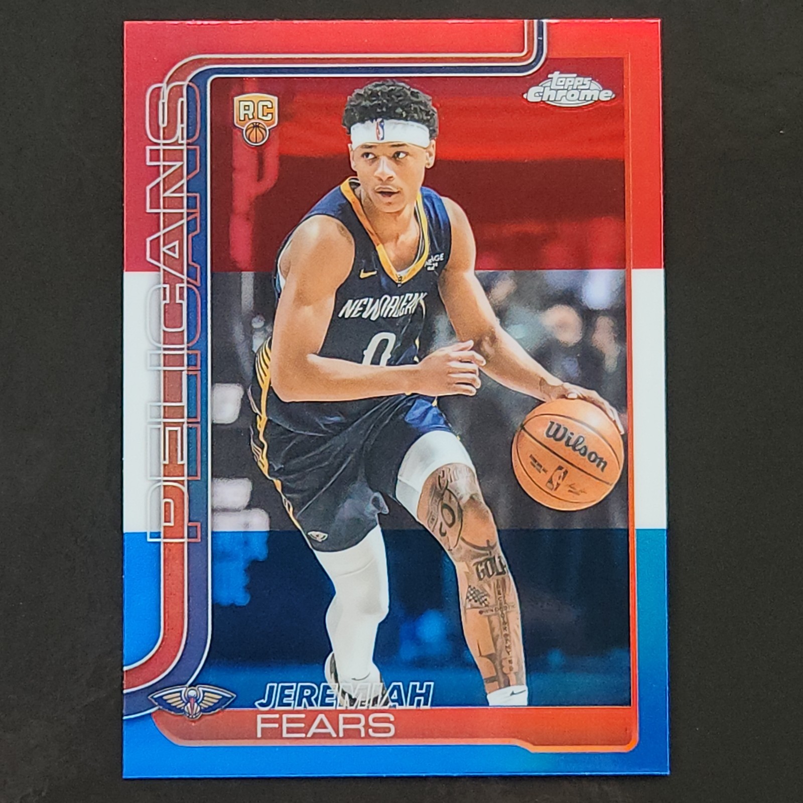 Jeremiah Fears Red White Blue Rookie RC 257 2025-26 Topps Chrome NBA Basketball