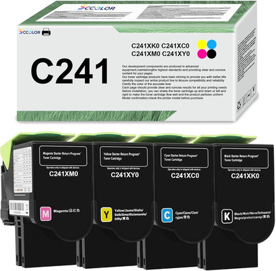 C241 Toner Cartridge Set for Lexmark C241XK0 C241XC0 C241XM0 C241XY0 Printers