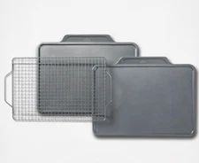 Nonstick Pro-Release Half Sheet with Cooling Rack, 17  x 11 1/2  x 1