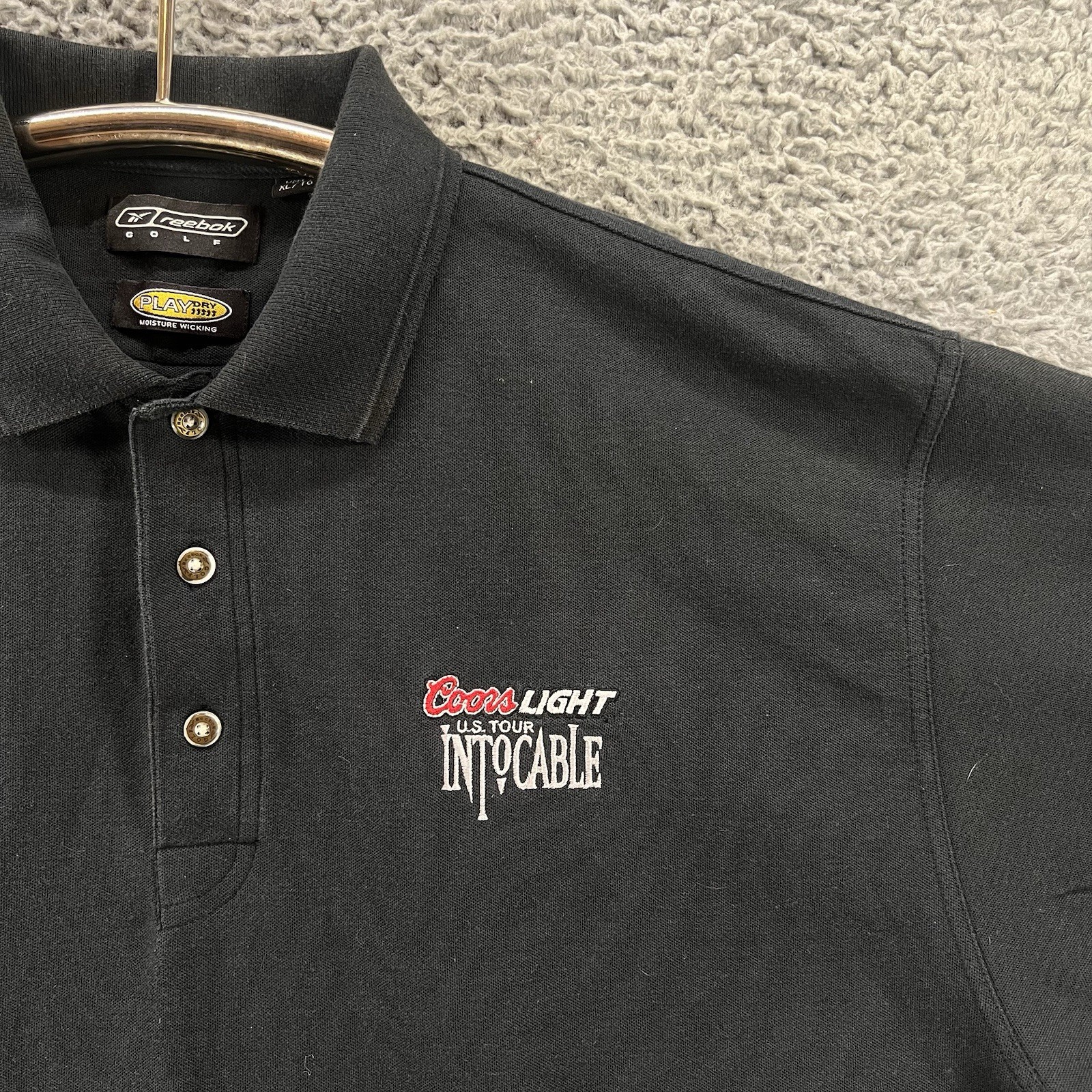 Coors Light Intocable U.S Tour Road Crew Reebok Golf Black Polo Shirt Mens XL